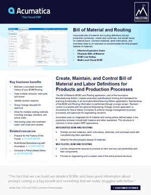BOM routing in acumatica manufacturing - thumb