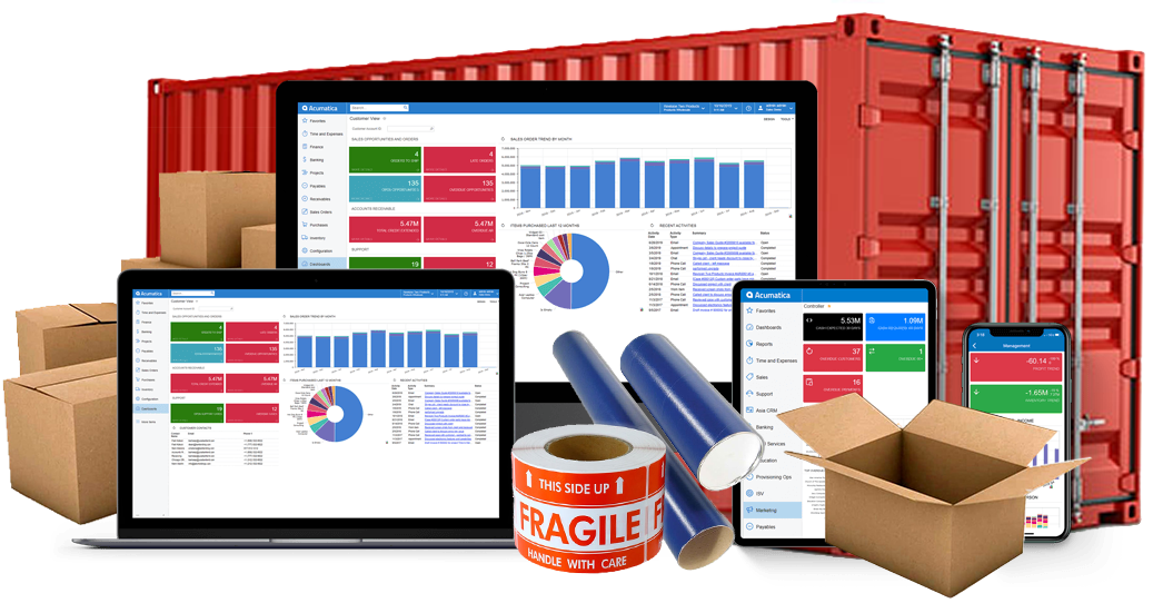 Acumatica Dashboard for import ad export merchants