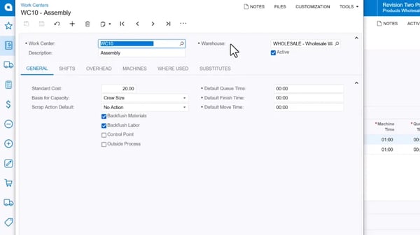 Acumatica Work Center Still2