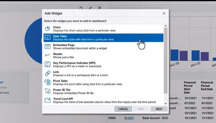 Add a widget to a Dashboard in Acumatica - Milestone2