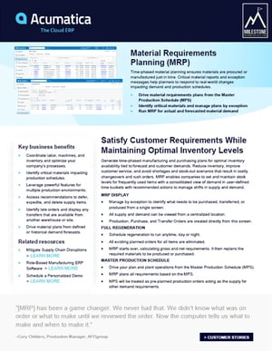 MRP Materials requirement planning in acumatica manufacturing - thumb