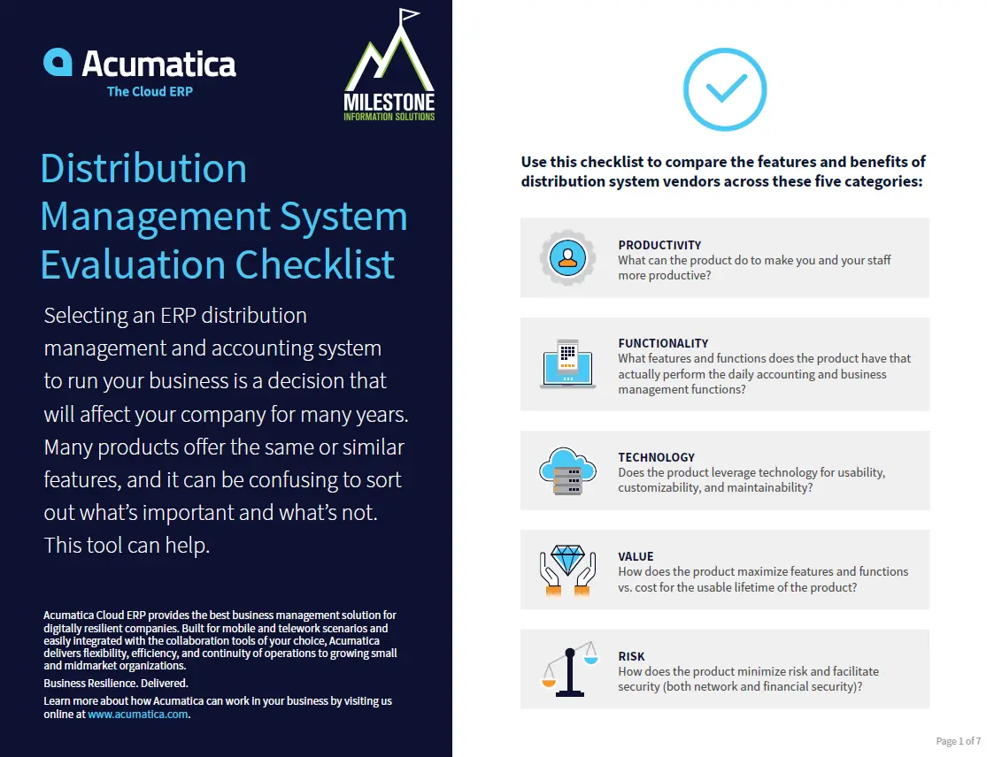 Dist Management Checklist Acumatica